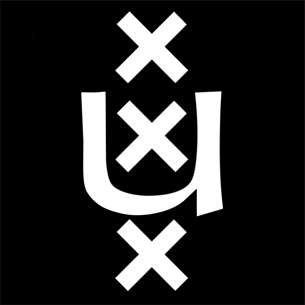 Logo University of Amsterdam (capital U vertically loaded with three Andreas' crosses)