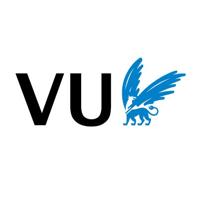 Logo van letters VU met rechts daarvan een blauwe griffioen