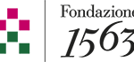 Wordlogo Fondazione 1563 with left a stylised tower of pruple and green blocks
