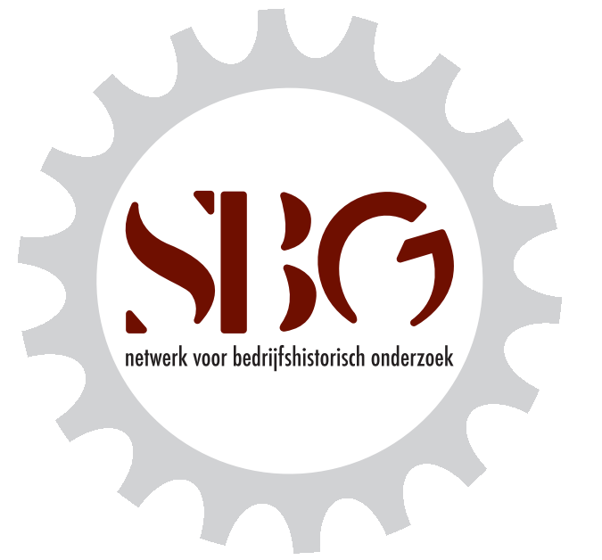 Logo SBG (letters SBG en tekst netwerk voor bedrijfshistorisch onderzoek omringd door een gestileerd tandwiel)