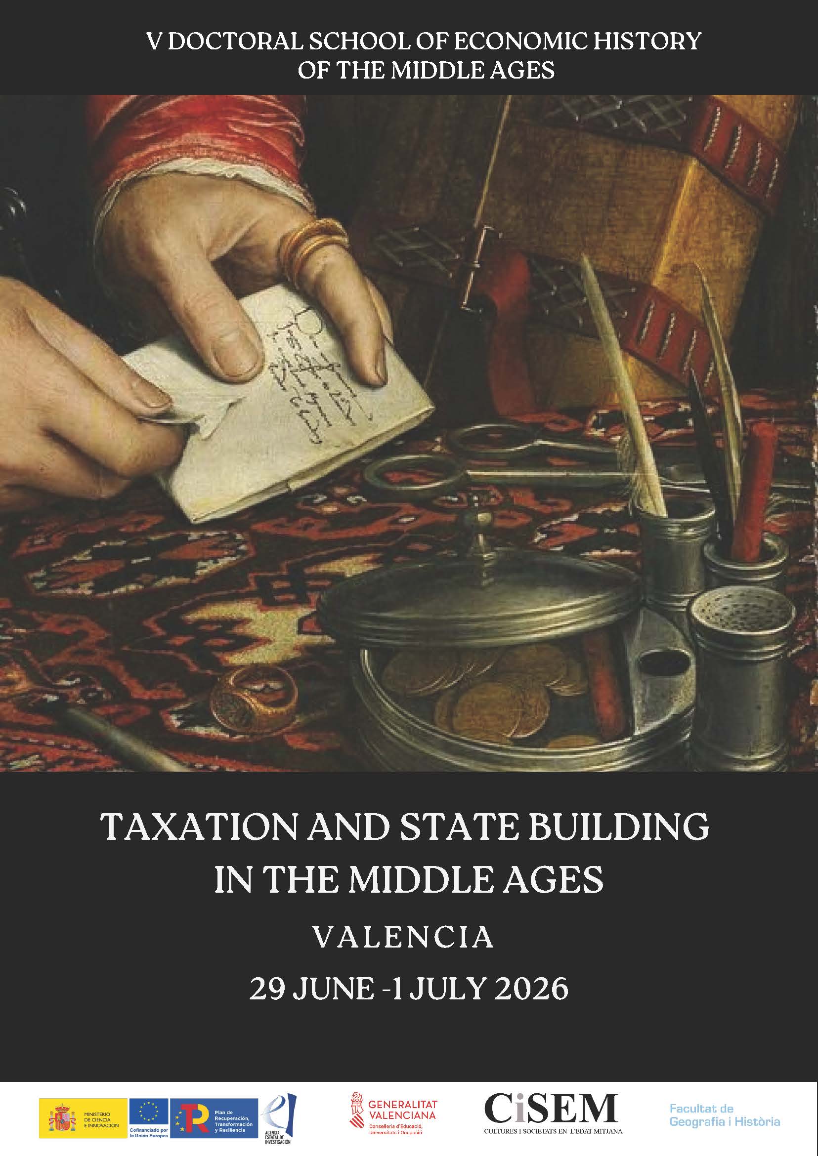 Front page depicting fragment of ancient painting of counting money